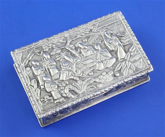 A 19th century Chinese Export silver snuff box, approx. 3in.